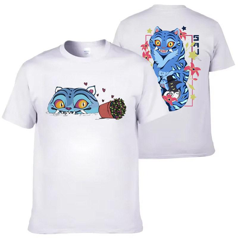 

2026 summer new Hunting Witch Girls Pure Cotton TShirt with Printed Design Short Sleeve White Loose Fit Slightly Vnecked S