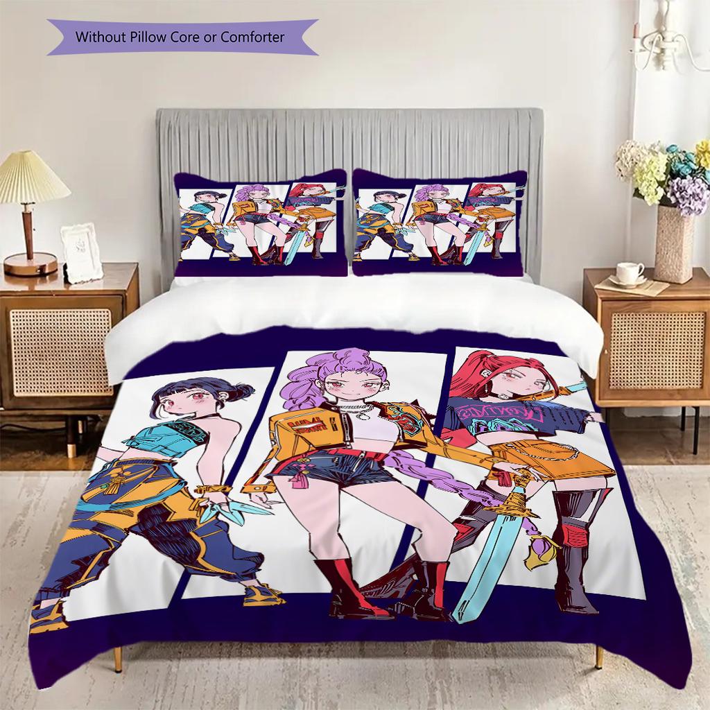 K-pop Devil Hunter Panel Comics bedding, duvet cover, pillowcase, home decoration, birthday gift (1 * duvet cover+2 * pillowcase, coreless)
