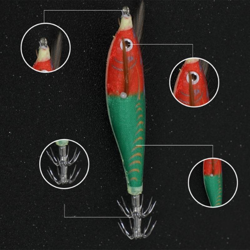 10Pcs Luminously Squid Jigs Hook Fishing Lures Baits Hard Artificial Shrimp Baits with Hook Hard Night Fishing Baits