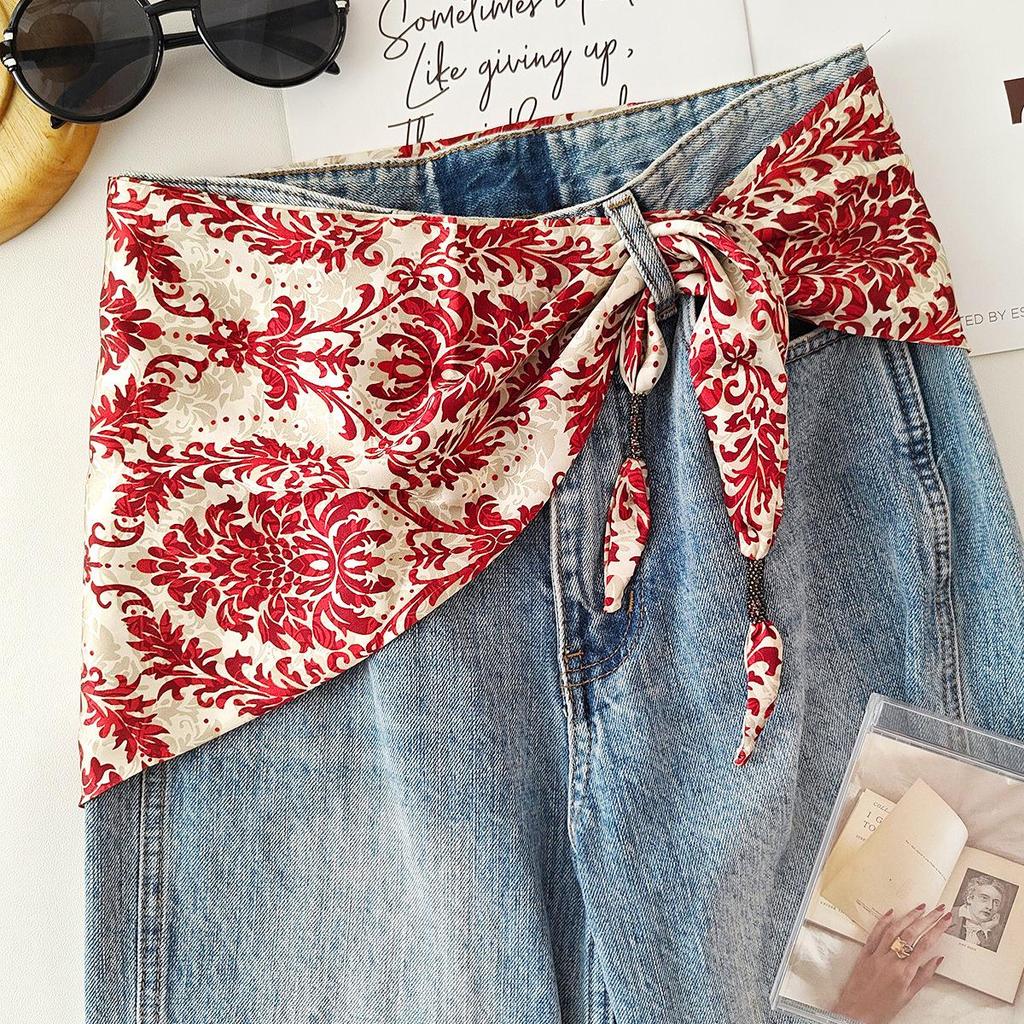 Retro Paisley Silk Scarf: Women's Spring/Summer Versatile Scarf & Waist Accessory