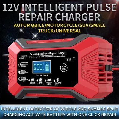 Încărcător inteligent cu impulsuri pentru repararea bateriilor auto de 12V, încărcător cu nouă etape pentru plumb-acid