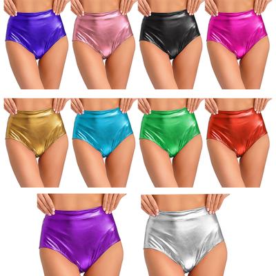 Womens Metallic Shiny Booty Shorts for Dance Parties Music Festivals and Rave Events with High Cut Design