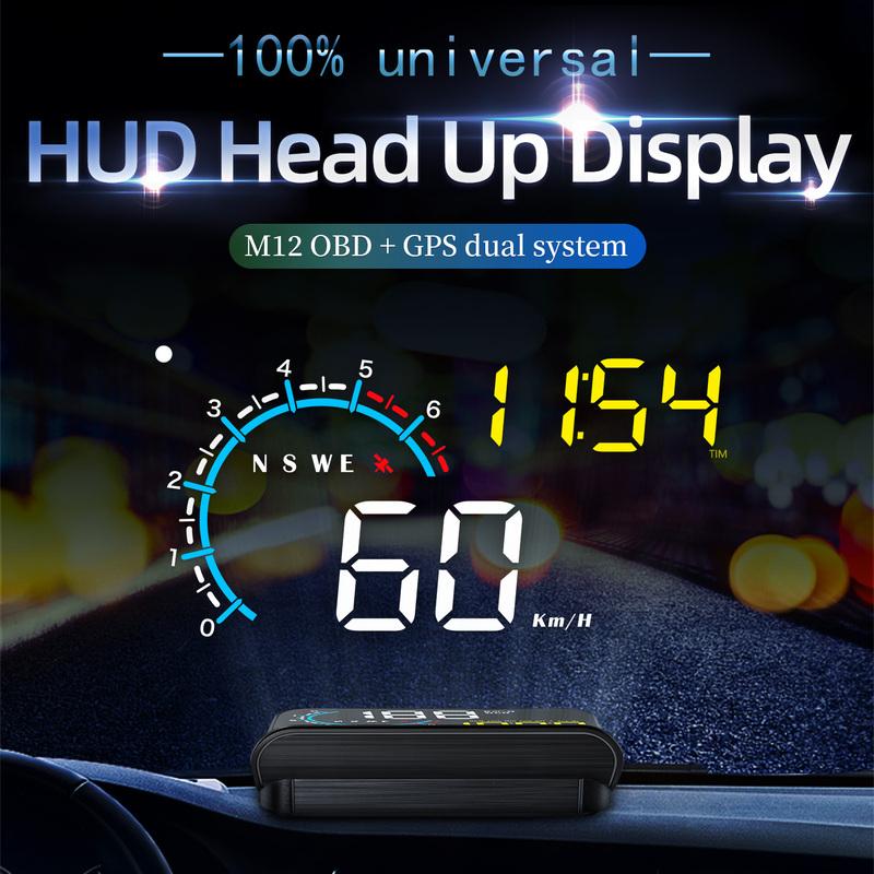 

Car OBD2 GPS M12 HUD Head Up Display On-board Computer Auto Projector Gadgets inteligentes Electronics with Car 12V