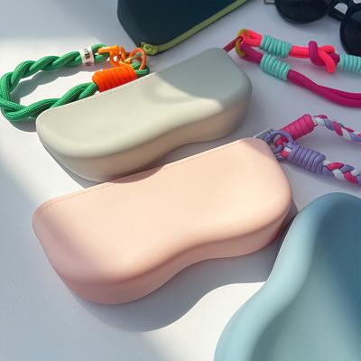 1 Stück Weiches&Leichtes Silikon-Brillenetui mit Lanyard&Reißverschluss, Tragbare Aufbewahrungstasche&Büro, Ideales Geschenk zur Aufbewahrung von Brillen
