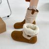Fashion Lambswool Warm Cotton Shoes Women's Winter Korean Edition Fleece 2025 New Flat Booties Flip Fur Snow Boots