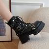 New Women's Rivet Chain Design Short Boots Gothic Shoes Street Fashion Lady Rock Boots Metal Decor Punk Style Women Shoes