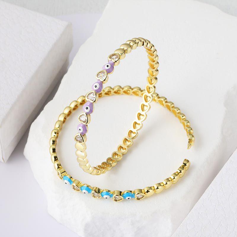 European and American Oil Dripping Devil's Eye Bracelet Colorful Heart-shaped Bracelet Women's Trendy Jewelry