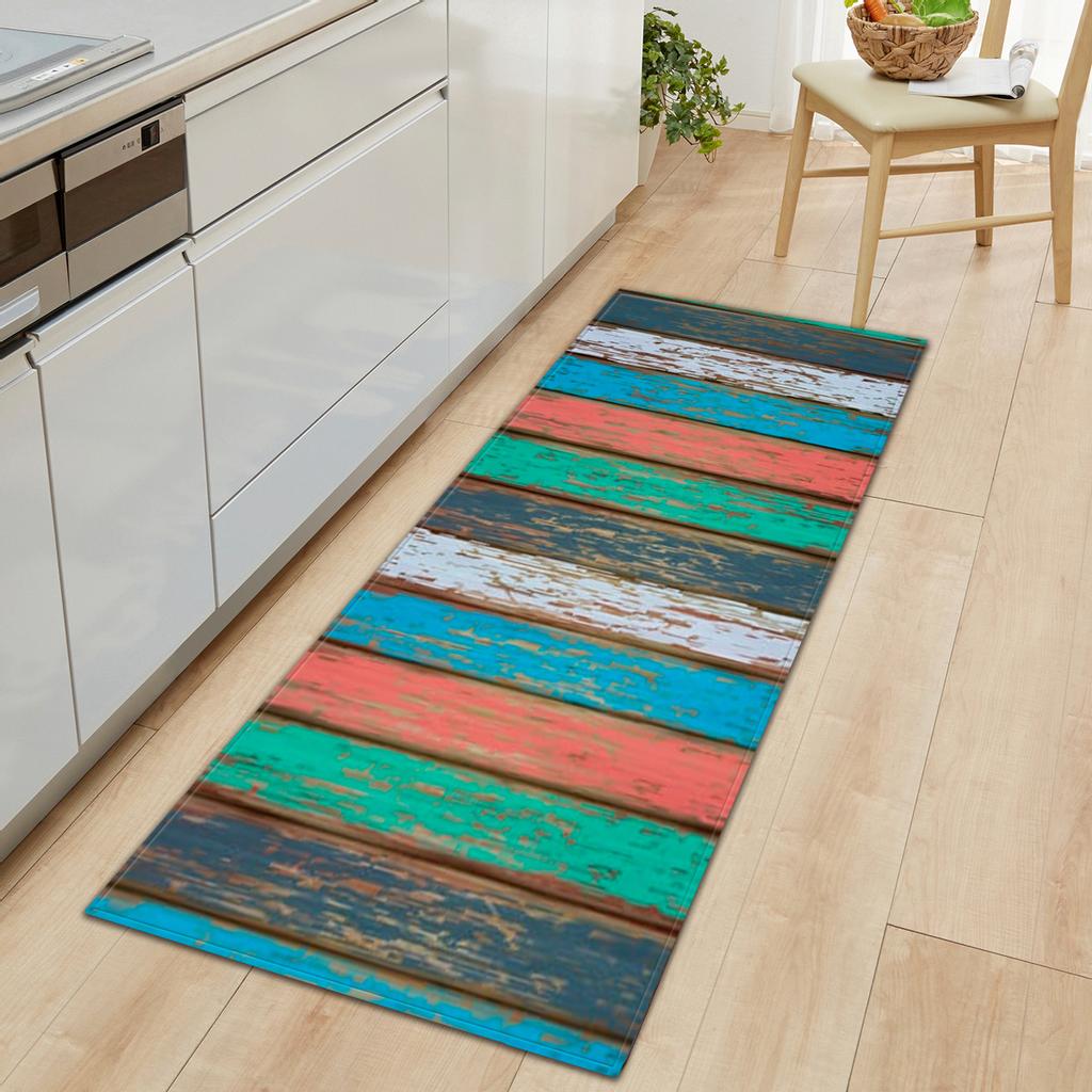 Wood Grain Household Door Mat Kitchen Absorbent Strip Bathroom Non-Slip Floor Mat Living Room Bedroom Carpet