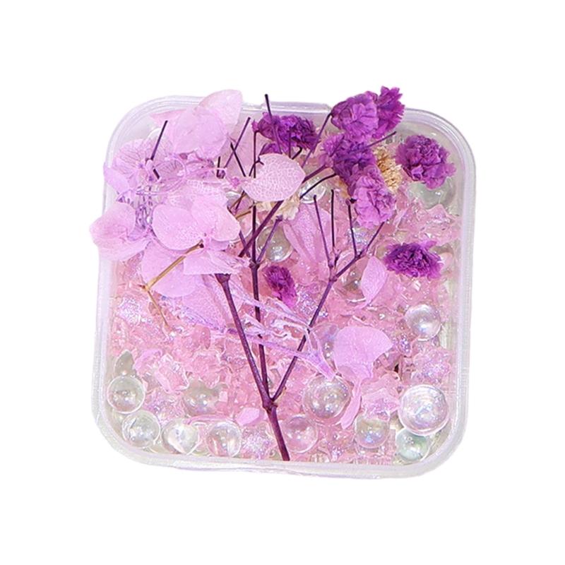 Artistic Dried Floral Arrangement In Resin Featuring Natural Stones And Pearls Lightweight Decorative Accent