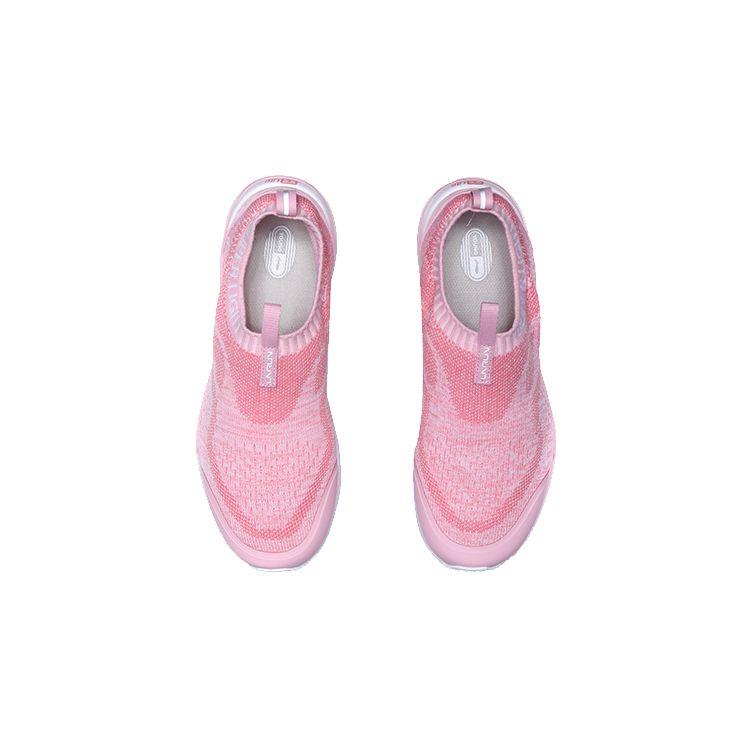 LiNing One-Piece Woven Shock Absorbing Non-Slip Wear-Resistant Breathable Lightweight Low-Top Running Shoes Kids sneaker Pink White YKFP004-4