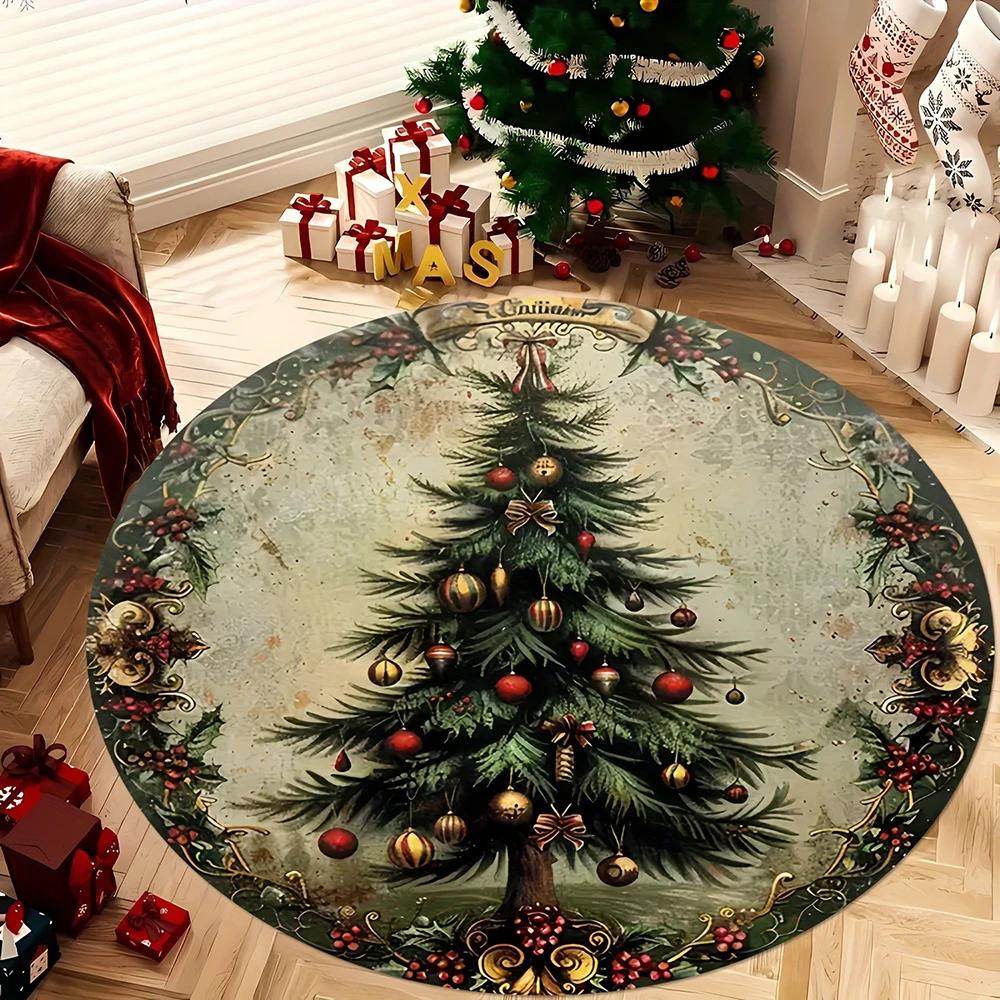 Christmas Round Rugs: Gingerbread House, Nutcracker, Snowy Tree & More! Bedroom room floor mats New Year home decoration