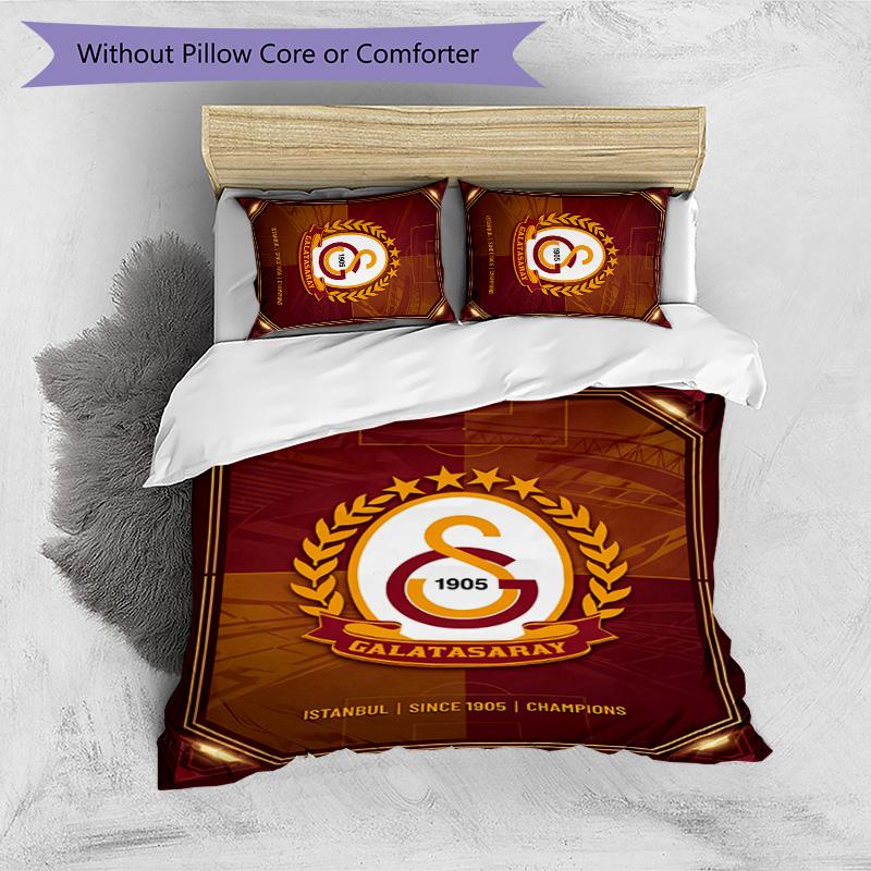Set Lenzuola 3 Pezzi Stampato Galatasaray FC Traspirante Copripiumino con Federe Biancheria da Letto Decorativa per Camera da Letto Casa