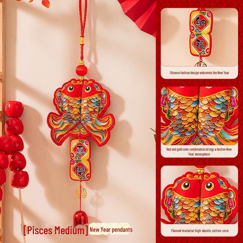 Pandantiv Festivalul de Primăvară Anul Șarpelui 2025 - Clopoțel de vânt Zeul Bogăției Fu pentru decorarea de Anul Nou în scena sufrageriei.