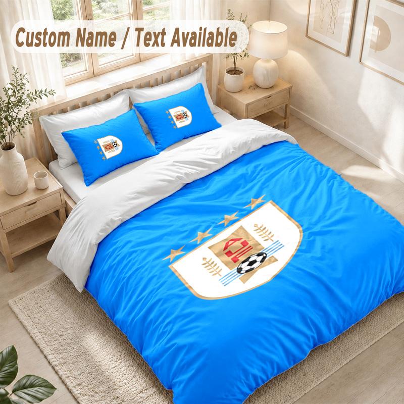 Uruguay National Team Bedding Set, 1 Duvet Cover & 2 Pillowcases Soft Comfortable Bedroom Home Textile Decor