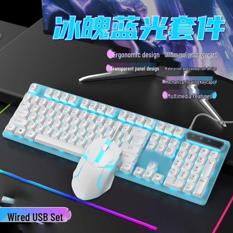 Silent Wired Keyboard and Mouse Set for Gaming and Office Use