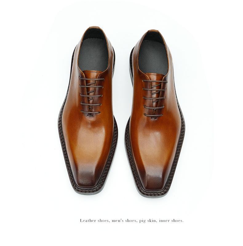 VIP Exclusive Men's Brown Leather Oxford Shoes - Summer Wedding & Business Formal Square Toe British Style