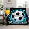 1PC Custom Name "Your Name Soccer Emblem" flannel blanket versatile,all-season throw suitable for the living room,bedroom,camping,travel,and gift