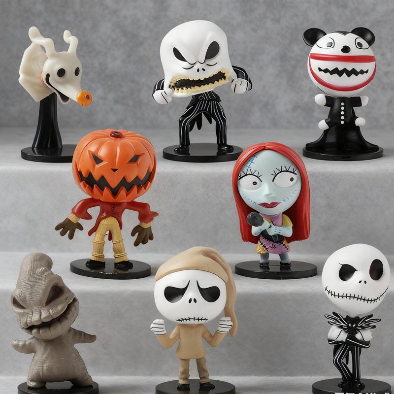 8Pcs/Set The Nightmare Sally Jack Skellington Christmas Action Figure Vinyl Figurine Halloween Gift Collection Toys