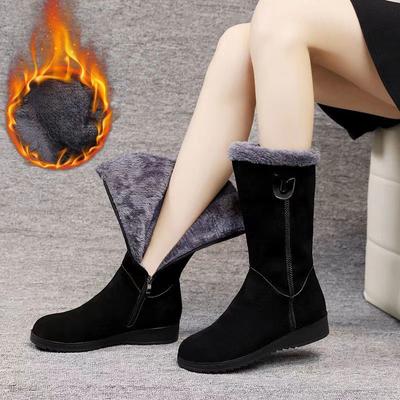 Bottes de neige polyvalentes pour l'hiver, chaussures pour femmes, rembourrées, épaisses, mi-mollet, talon incliné, antidérapantes, chaudes, avec fermeture éclair latérale, en coton