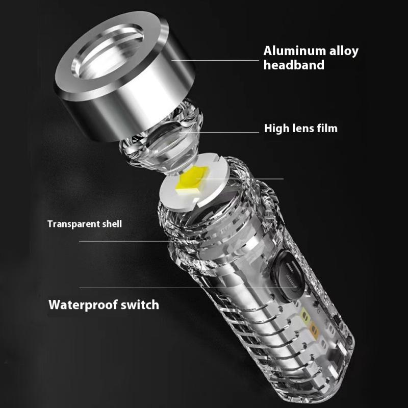 Mini Keychain Flashlight Type-C Fast Charging Waterproof Torch Lamp With Magnet Multifunction Warning Camping Flashlight