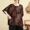 Short sleeve Oversized Cotton vintage leopard Casual loose t shirt tops Women summer t-shirt