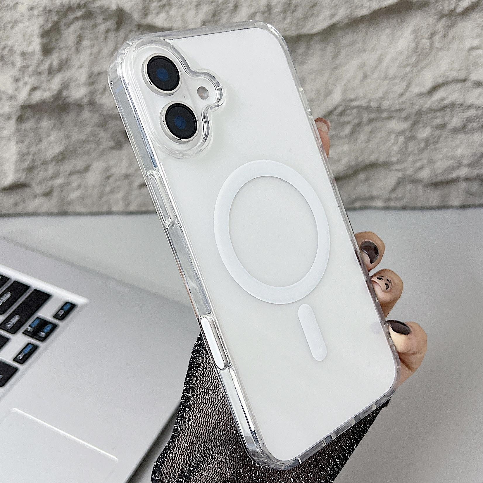 

Для Magsafe Магнитный прозрачный чехол для телефона iPhone 16 Plus Pro Max Ударопрочный ПК Hybird Tpu Жесткий тонкий защитный чехол от падения iPhone 16 Pro Max прозрачный