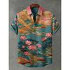 Men's Shirt, Black Cat Riding a Shark, Hawaiian Style, Men's Collared Short-sleeved Shirt, Everyday Commuting and Casual Wear.