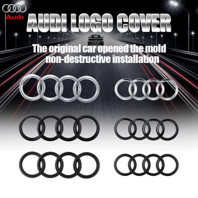For RS3 For AUDI Q3 Q5 Sportback  Q7 Q8 S5 S6 S7 R8 S4 Car 4 Ring ABS Logo Hood Front Bonnet Grill Rear Trunk Emblem Sticker Accessories