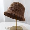 Knitted hollow fisherman's hat children's autumn thin breathable big head circumference bucket hat plain face cover basin hat