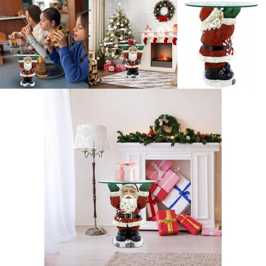 Festive Santa Claus Waiter Tray Sculpture Charming Resin Figurine For Christmas Decor