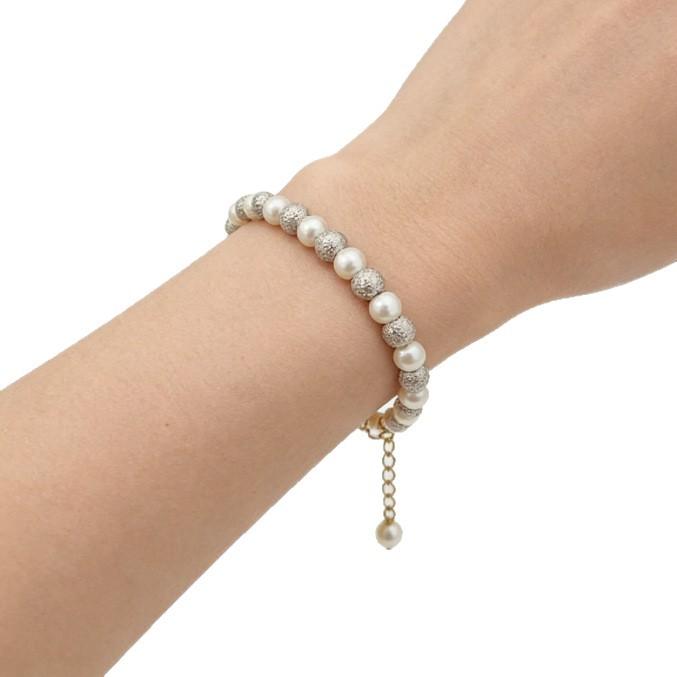 Light Luxury Gentle Temperament Pearl Silver Flash Texture Bracelet Niche High-End Pearl Bracelet Daily Versatile Accessories