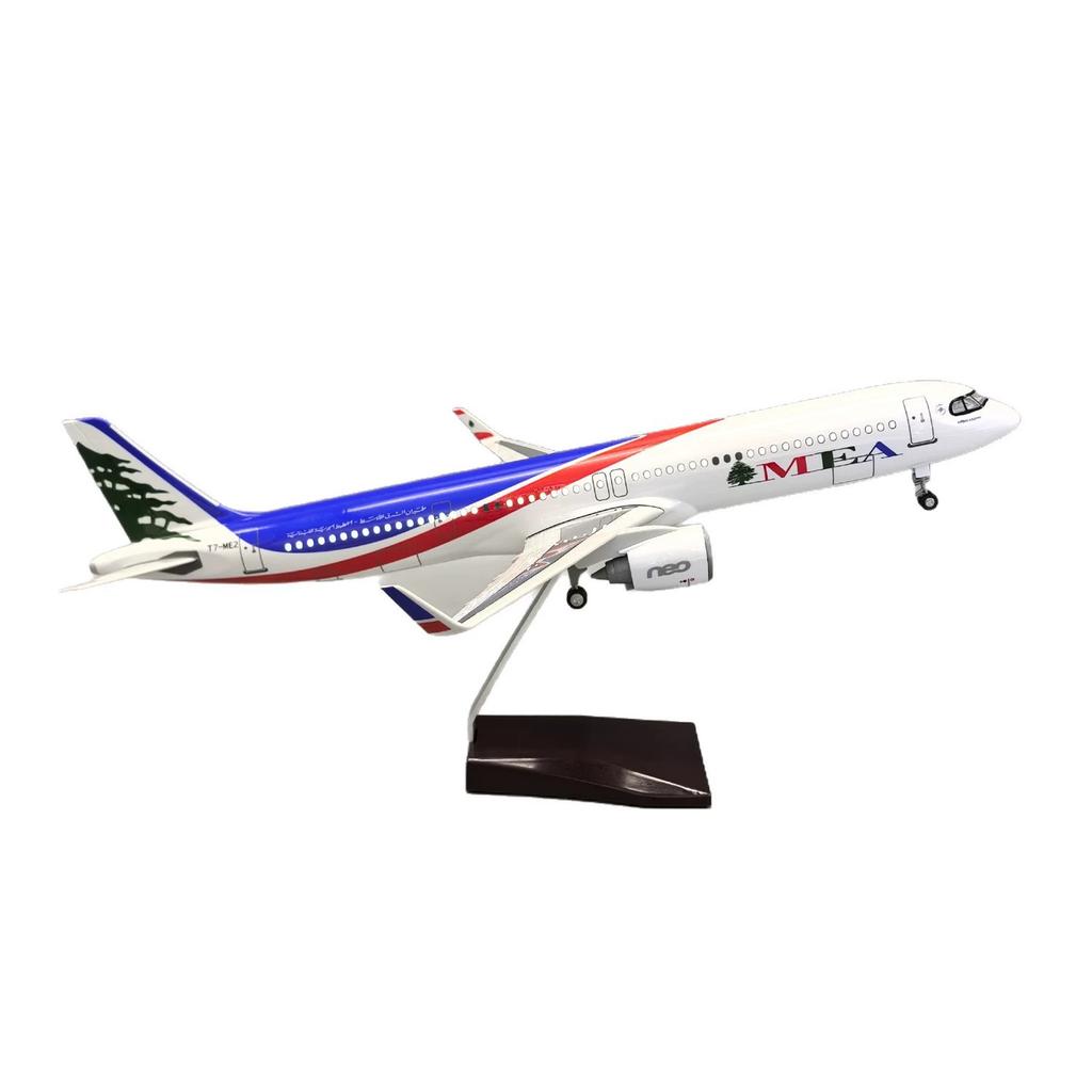 For 321 NEO MEA Airlines Aircraft Models 44CM Miniature Airplane Die-Cast Resin Plastic model With Light And Wheels Collection