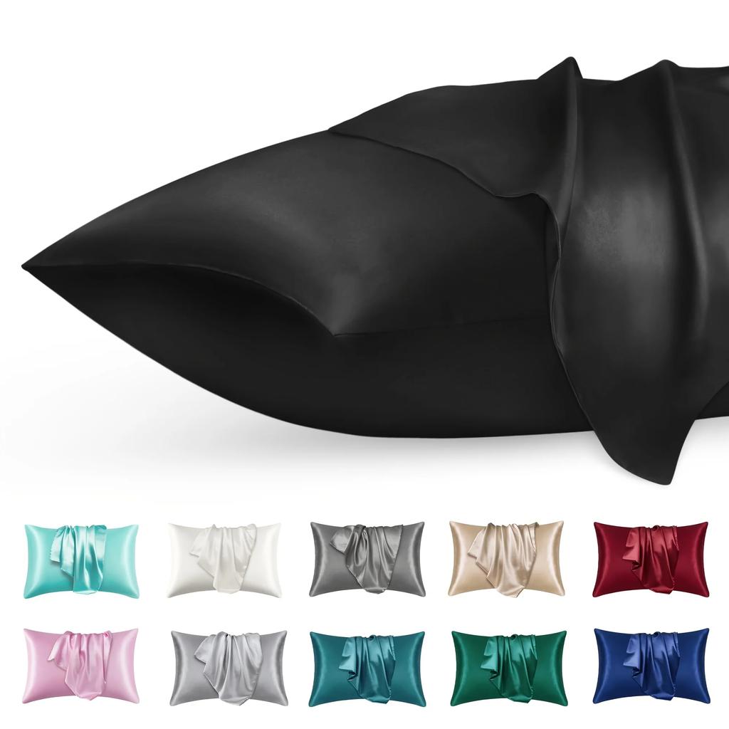 2pcs Luxury Satin Envelope Pillowcase Solid Color, Silk Like High-End Nighttime Hair Protection, Woven Fabric, Active Printing