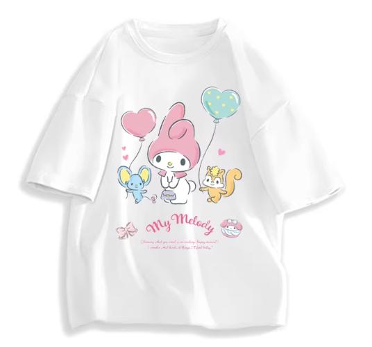 2026 New Fashion RoundNeck ShortSleeve TShirt Spring Summer Sanrio My Melody Women TShirt Unisex Trendy Cute Top Clothing