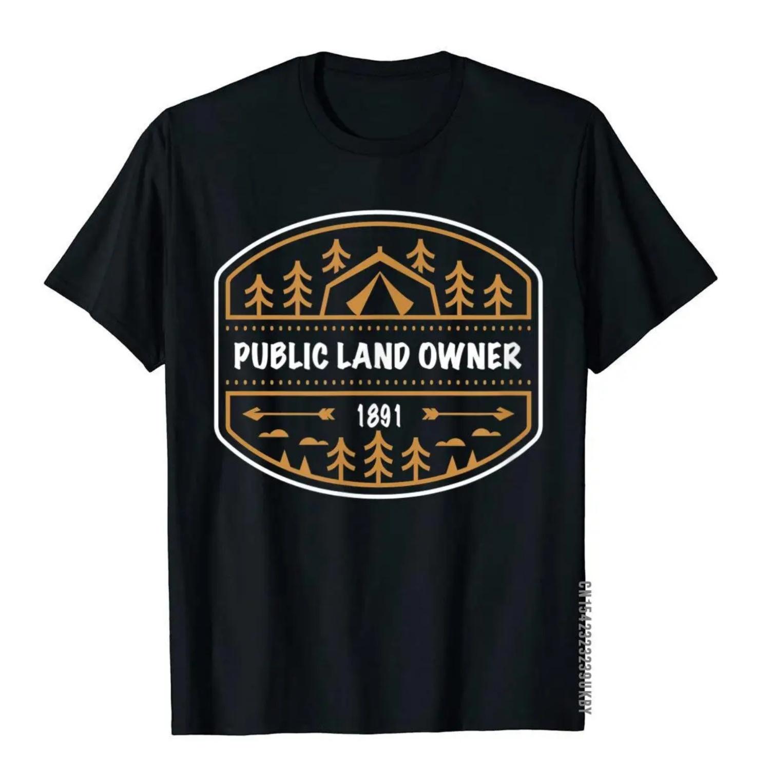 

Public Land Owner T Shirt Camping Overland Nature Lover Cotton Mens Top T-Shirts Group Tops Shirt Brand New Print S чёрный