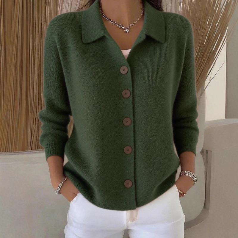 2025 Knitted Cardigan Button Women's Sweater Jacket Autumn and Winter New Solid Color Casual Fashion Women's Clothing