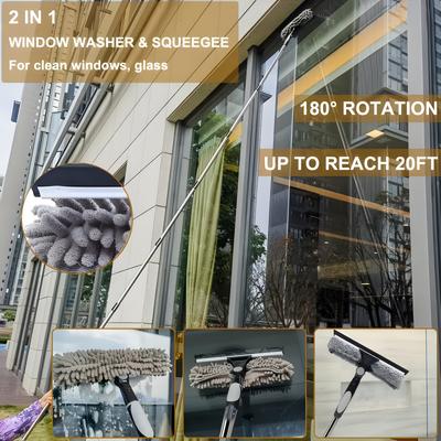 2-In-1 Double-Sided Window Cleaner Squeegee For High-Rise Glass Safety Scraper Professional Window Cleaning Tool Durable Stainless Steel Blade