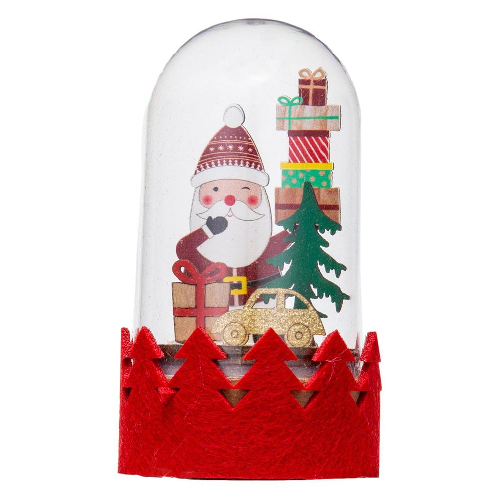Christmas Glass Ball Decorative Miniature Nutcracker Snowman Globe LED Glowing Wooden Ornament Kids Xmas Snow Globe Gifts