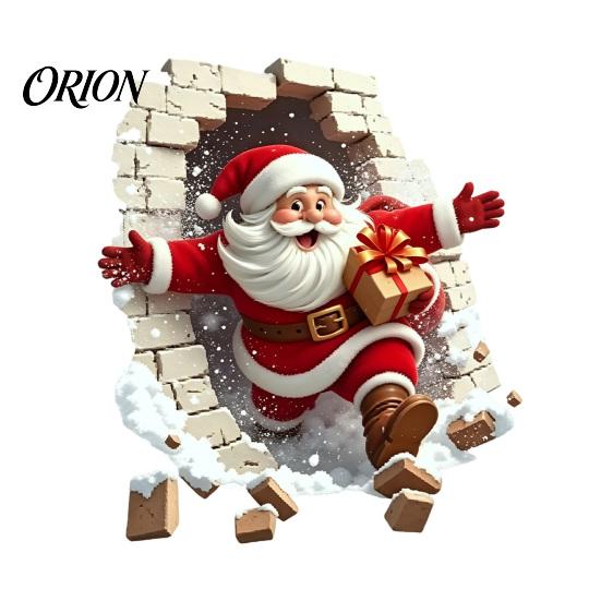 Removable Wall Art Broken Santa Sticker, Christmas Claus Decoration Decal, Mural for Living Room Bedroom Holiday Party Easy to Apply Decals