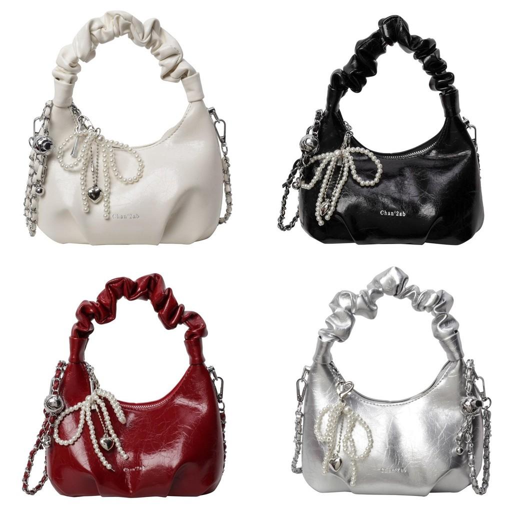 Korean Edition Cloud Shape Pu Tote Bag With Chain And Bow For Summer Fashion