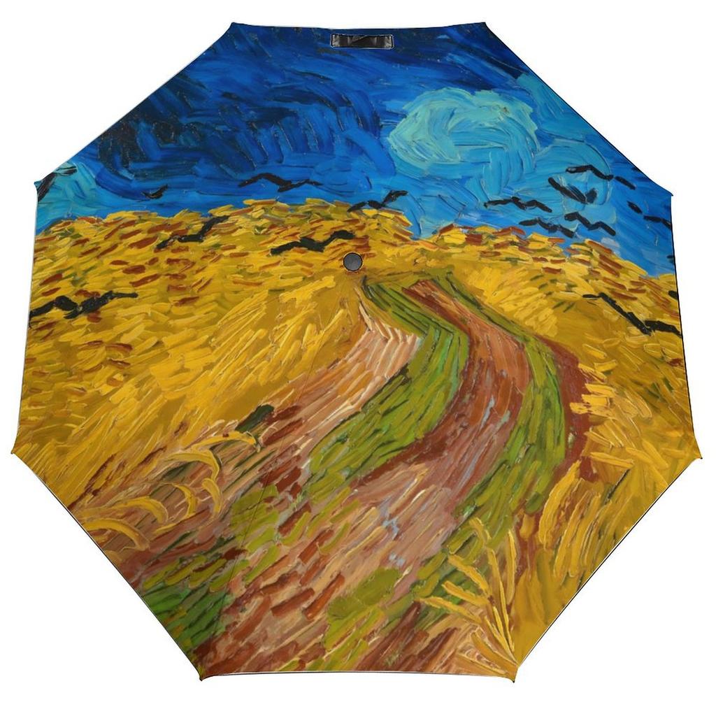 Vincent Van Gogh Paraply Landskapsmönster Sol Anti-UV Paraply Stark Mode Automatiskt Utomhus Målningsparaply