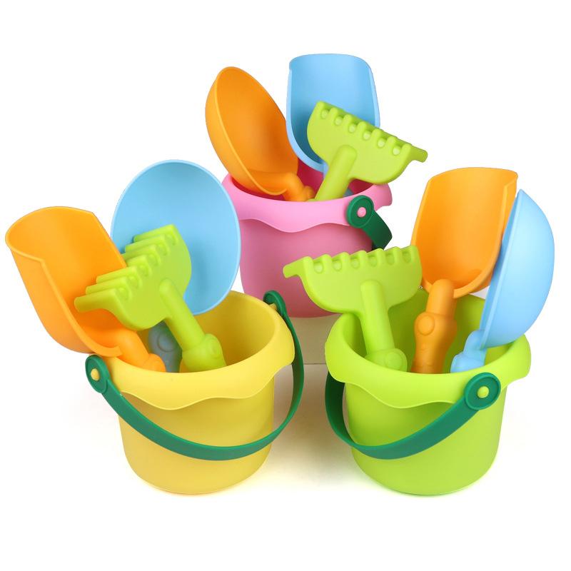 4Pcsset Beach Toy Set For Kids Soft Rubber Play Sand Tools Sand Bucket Beach Shovel Toys Summer Children Playing With Sand Toys