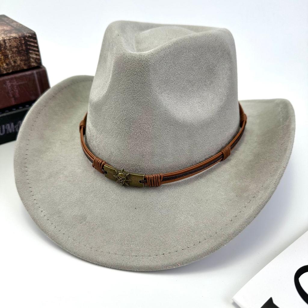 Western Cowboy Hat Women Woolen British Suede Belt Peach Heart Top Hat Felt Hat