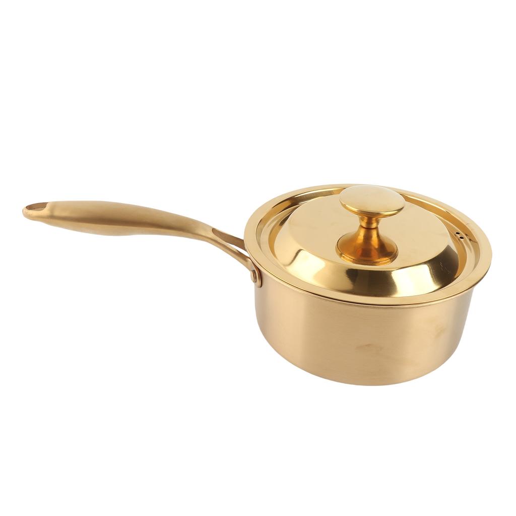 Stainless Steel Thickened Milk Pot with Lid Compound 3‑Layer Bottom Complementary Food Pot