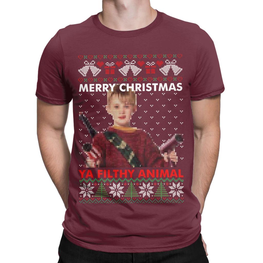 Kevin Merry Christmas Ya Filthy Animal Knitted Novelty 100 Cotton Tshirt Home Alone Tops Tees For Unisex