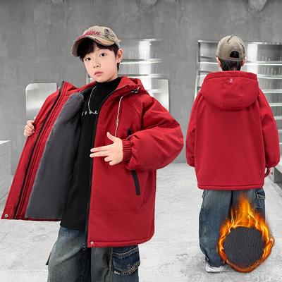 Boys' Plus Velvet Jacket, Winter Children's Jackets, Boys' Winter Thickened Warm Tops