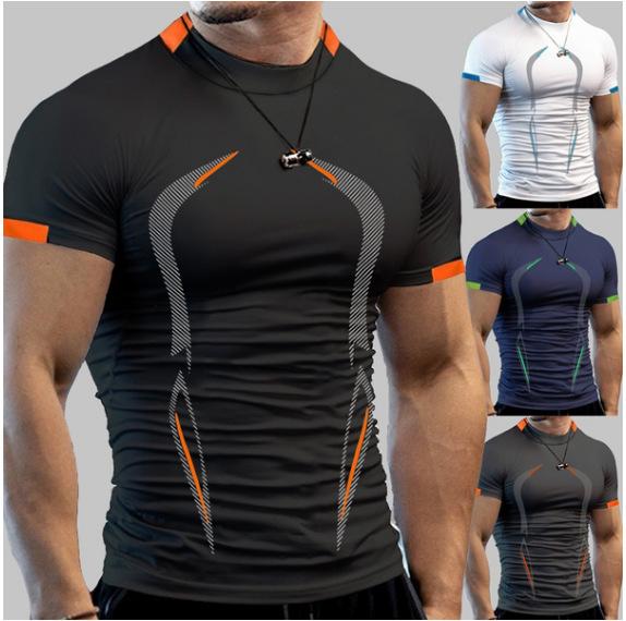 Men'S Fitness Sports Training Breathable Short Sleeve European Size Quick Drying Clothes Men'S Sports Fashion Short Sleeve T-Shirt