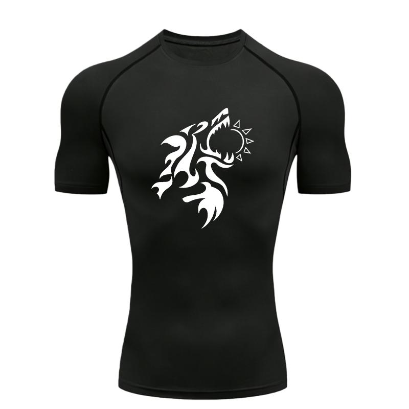 Men's Sports T-shirt Training Fitness Quick Dry Short Sleeve Jogging Compression High Elasticity Workout Shirt Running Breathable Slim Fit Top