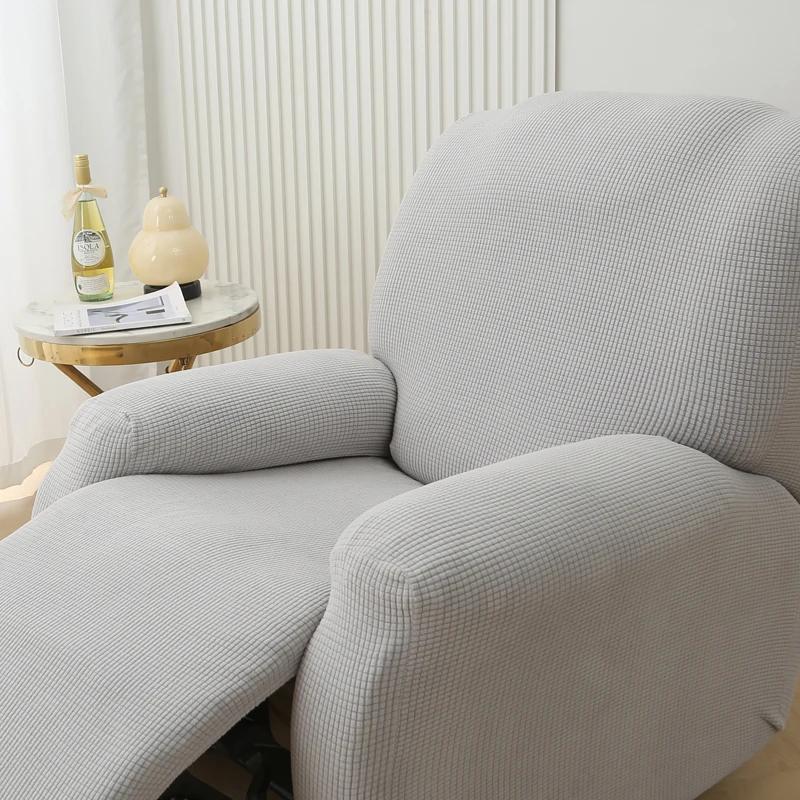 4Pcs In 1Seat Polar Fleece Recliner Sofa Cover Non-Slip Stretch Relaxing Armchair Cover Single Sofa Slipcover