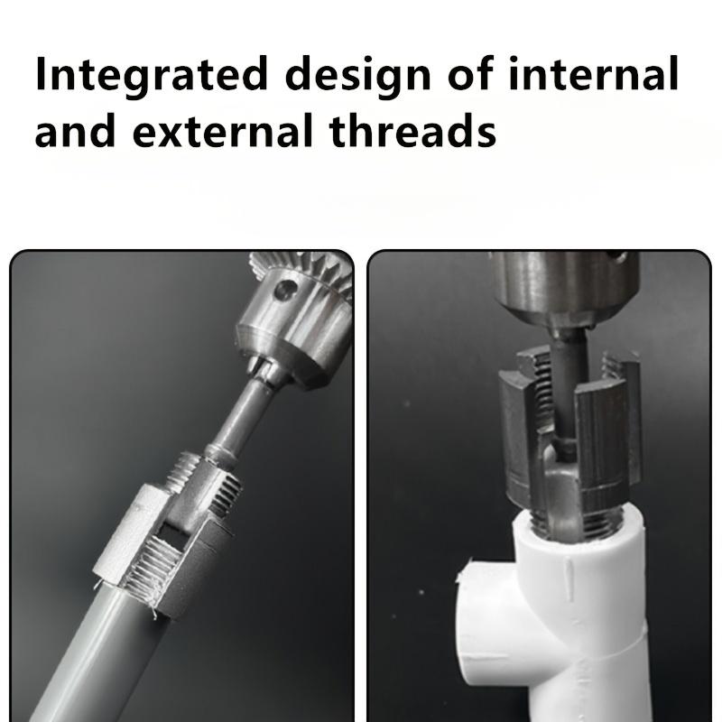 2 Stück Integrierter Drahtöffner für Innen- und Außenwasserrohr, Gewindereparaturwerkzeug für Wasserrohre, Gewindeschneidgerät für Wasserrohre Typ Bohrmaschine 1/2",3/4"